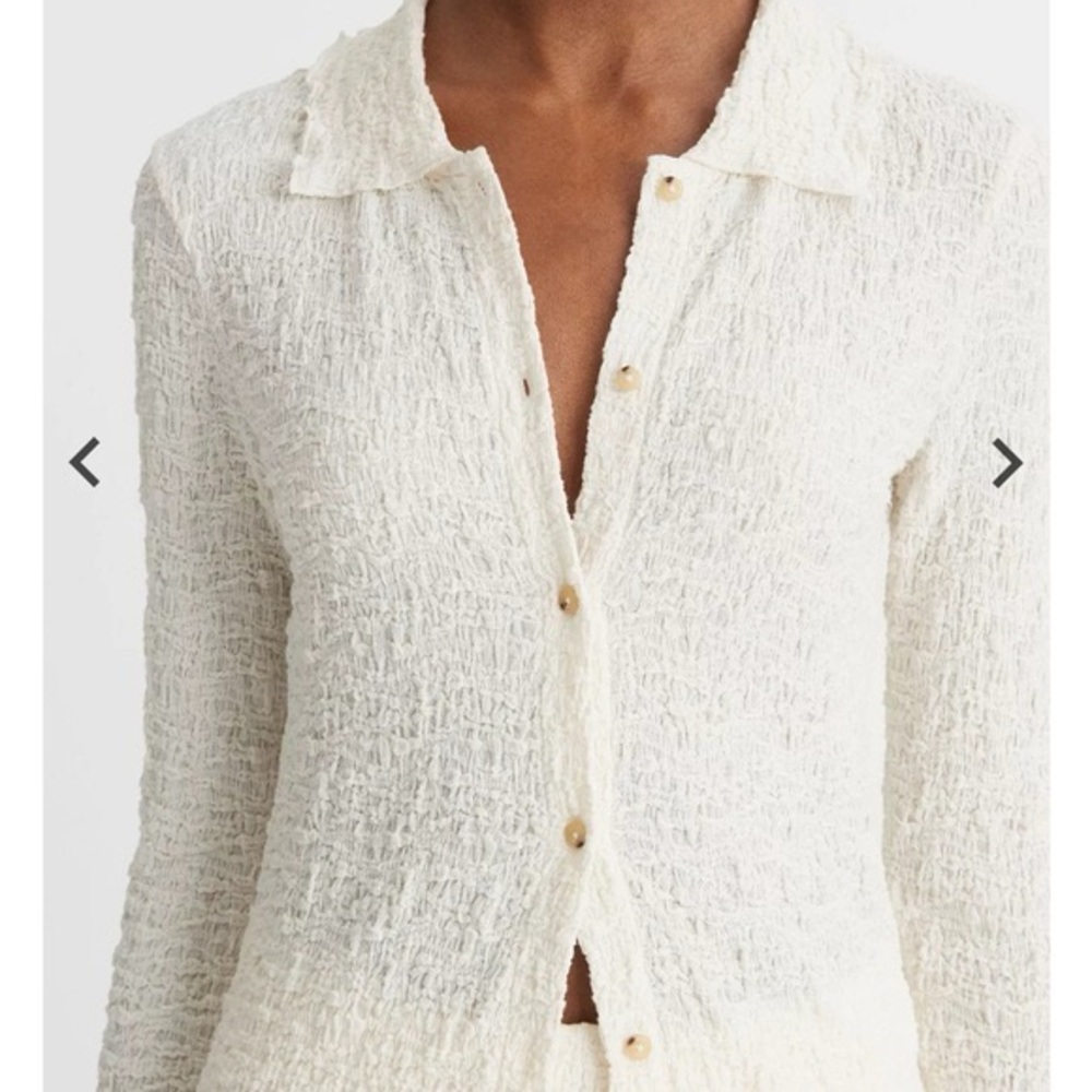 Vince Cream Textured Button‎ Down Shirt
